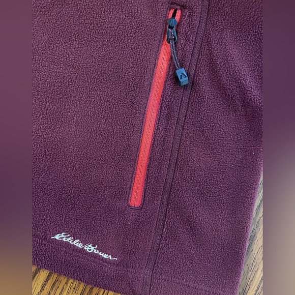 Eddie Bauer First Agent Sweatshirt Womens Large Maroon Fleece Zip Up Outdoors - Picture 5 of 8